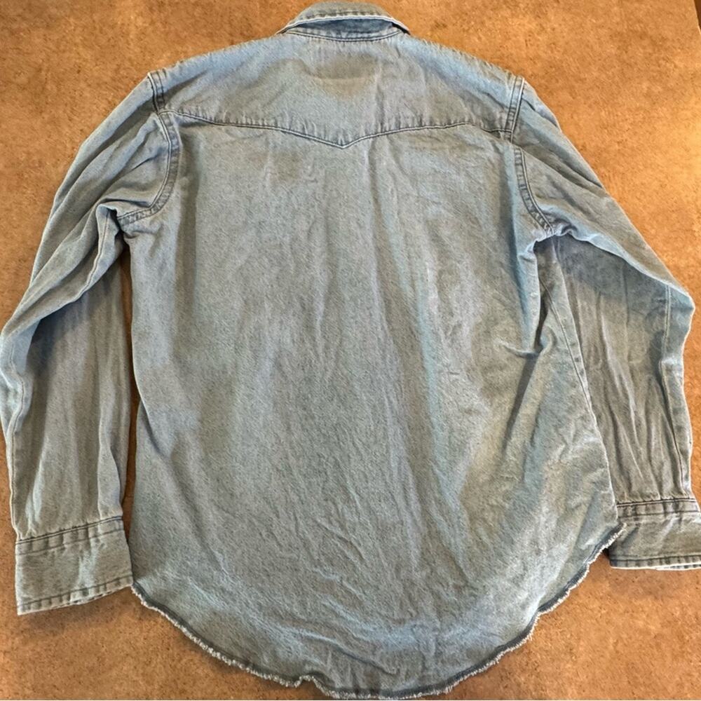 Vintage Wrangler Classic Denim Pearl Snap Shirt, Youth Large Western, Retro - Picture 9 of 9